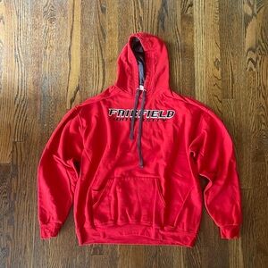 Fairfield University sweatshirt.